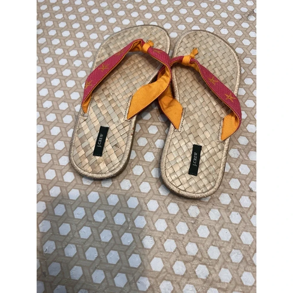 J Crew Basket Weave Insole Flip Flop Sandals Size 9 Starfish